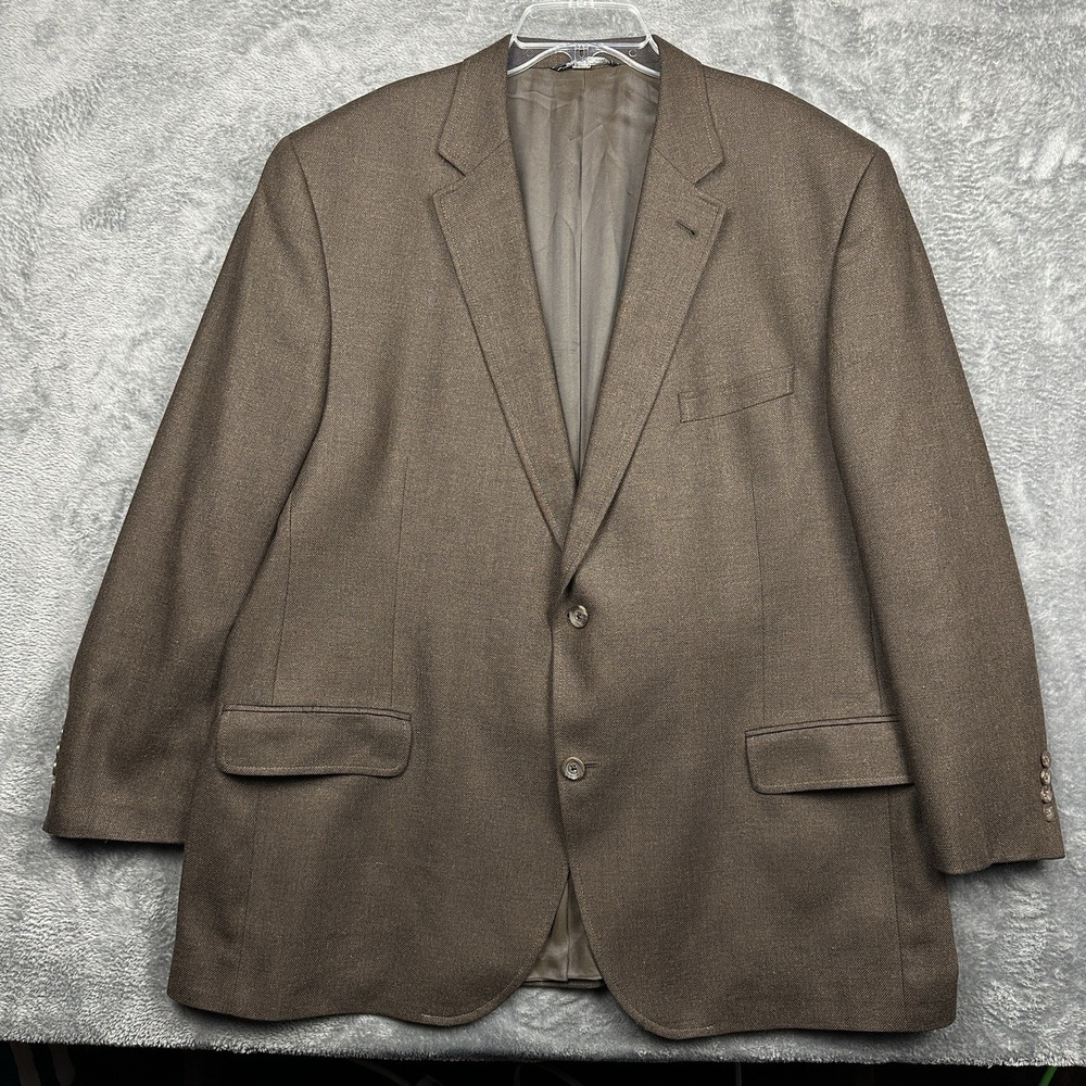 Jack Victor Exclusive Collection Sport Coat Blazer Men 48R Silk Wool Tweed Brown